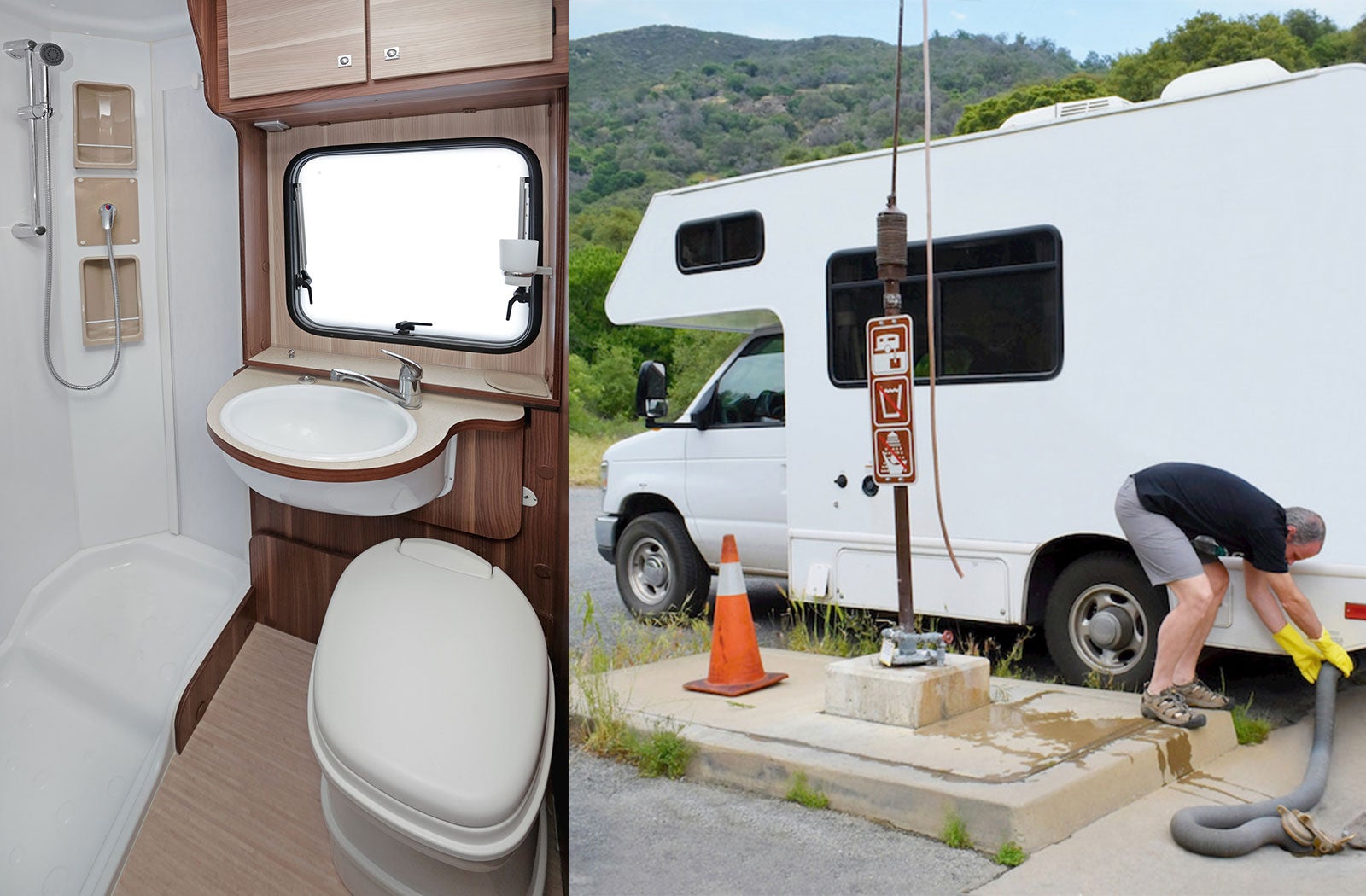Portable RV/camper toilet and holding tank setup in Danbury, Connecticut